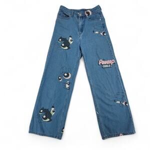 H&M x Cartoon Network Powerpuff Girls Denim Jeans Size 4‎ Wide Leg Y2K